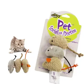 

Kuulee 3Pcs Simulated Mouse Cat Toy Plush Bite-resistant Toy Simulated Little Mouse Pet Hide and Seek Game Props