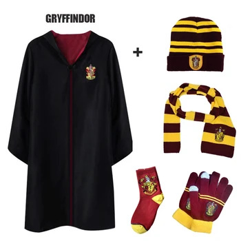 

Adult Kids Cap Version Gryffindor Costume Hat Uniform Hermione Halloween Gloves Potter Party Robe Suit Granger Cosplay