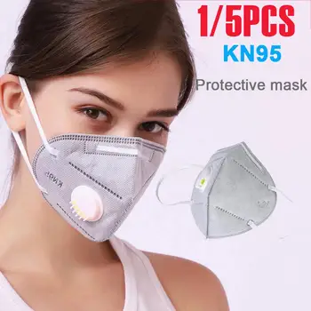 

5Pcs Reusable Mask - Valved Face Mask Protection Face Mask 95% Filtration Protective Mask Anti-virus Face Mask Prevent saliva