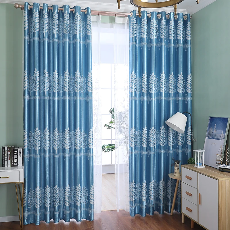 

Curtains Finished Thick Balcony Simple Modern Shade Cloth Living Room Bedroom Curtain Fabric Plane Shade