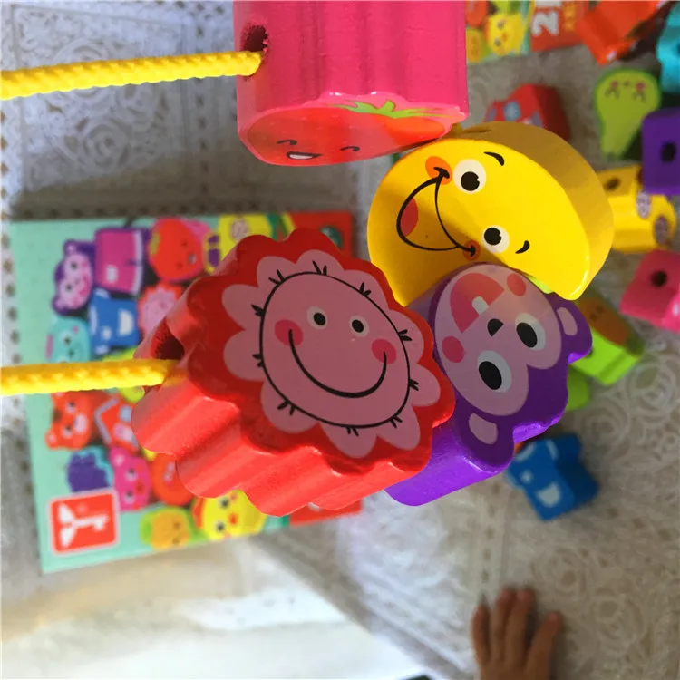 Новые продукты деревянная игрушка из бисера для детей 1-2-3 лет обучающее животное резьба Когнитивная струна музыка Дженга