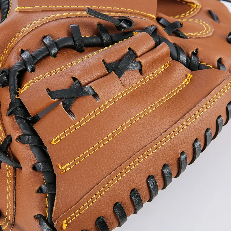 12.5'' Baseball Catcher Gloves thick PVC Imitation Cow Leather Gamer Glove Adult Catch Guantes de beisbol Self Defense Weapon