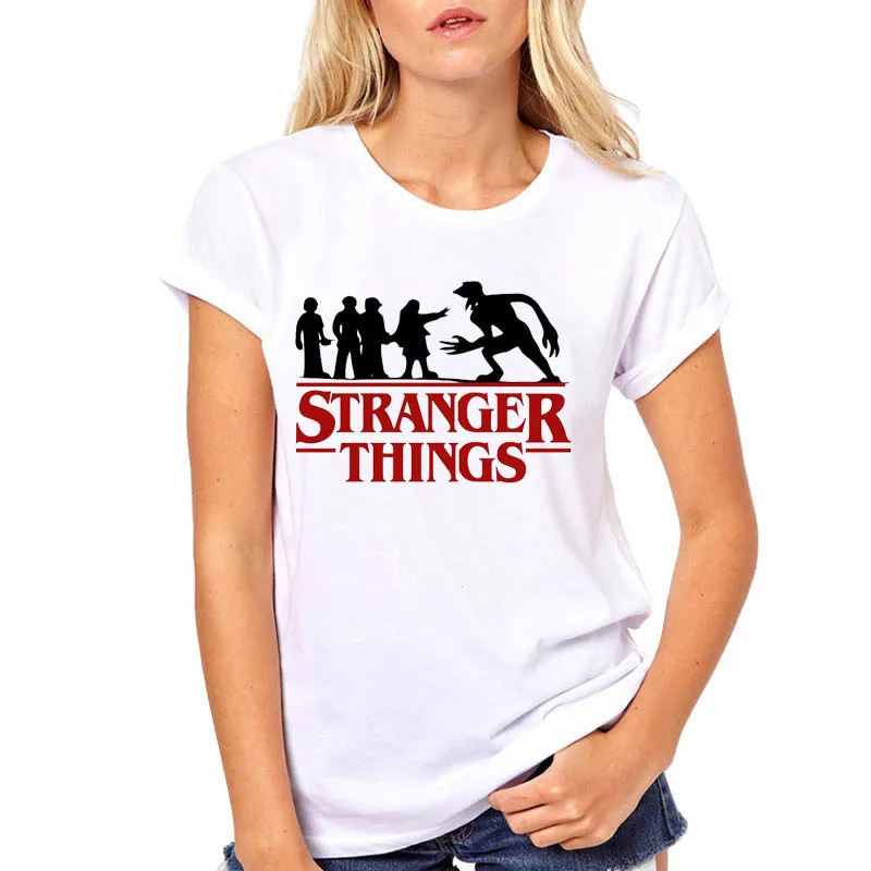 

Women Stranger Things Letters Scary Fashion Cartoon Clothes Printed Woman Harajuku Camisas Mujer Top Tee Shirt T Female T-shirt