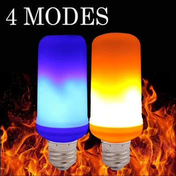 

E27 LED Bulb LED Flame Lamp 4 Modes Ampoule LED Flame Effect Light Bulb Fire Light Yellow/Blue Flame Atmosphere Lighting Light