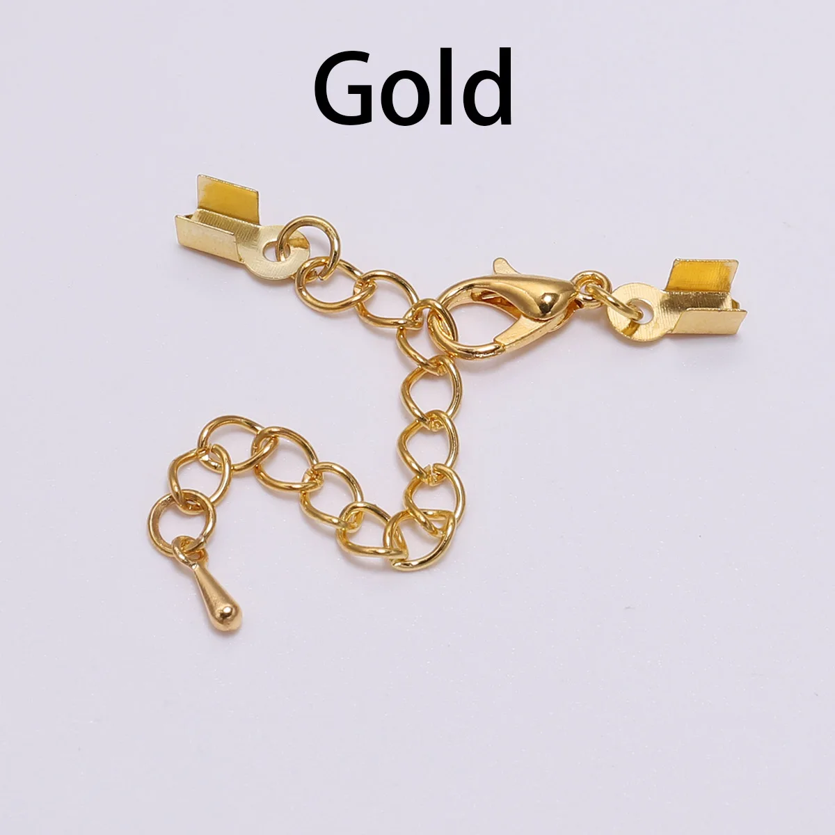 10pcs/lot 3 4 5 8mm Cord clips End Caps With Lobster Clasps Chain Fit Round Leather Cord Connectors For Jewelry Making Supplies