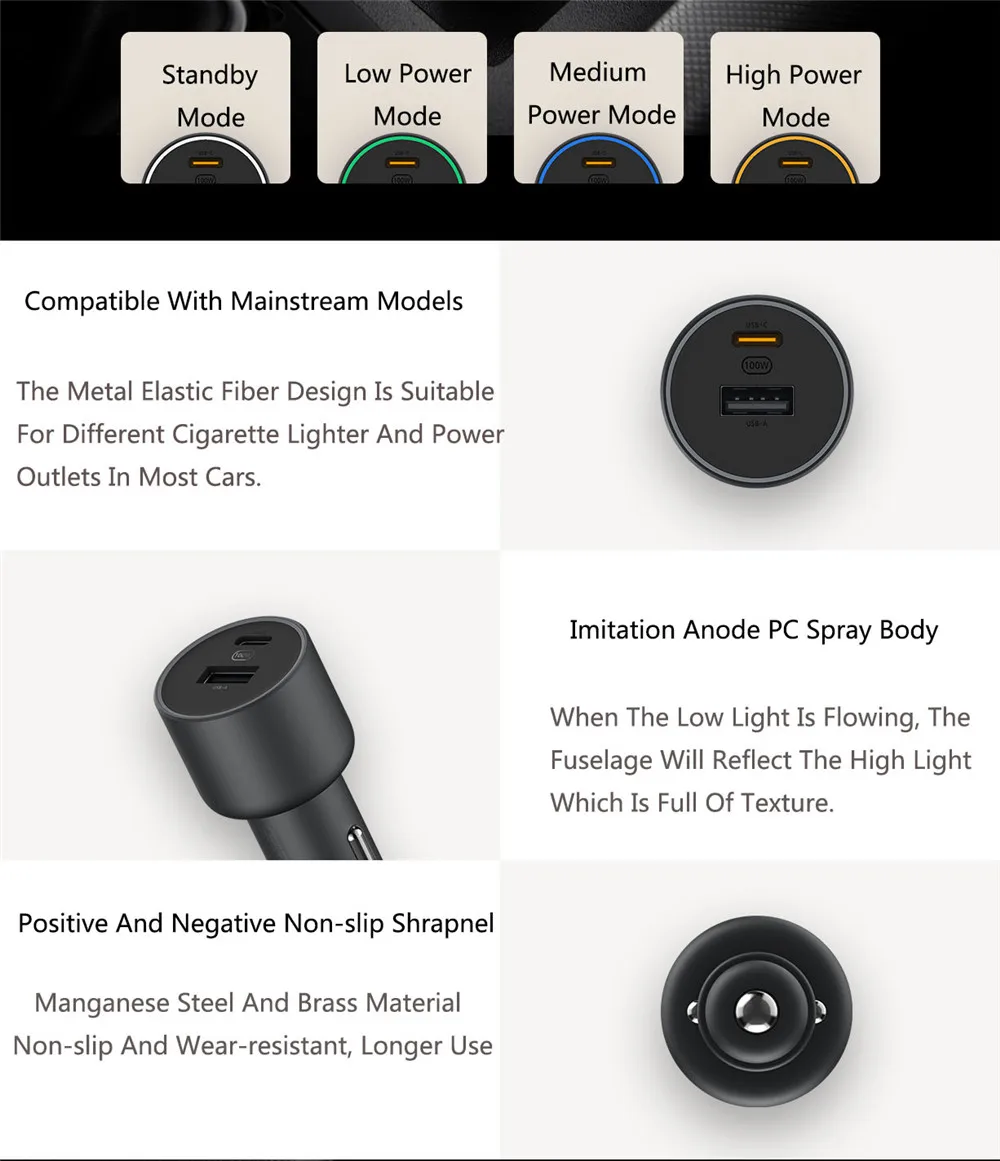 Xiaomi Mijia Caricabatteria Da Auto Veloce Ad Alta Veloc&agrave; USB-C