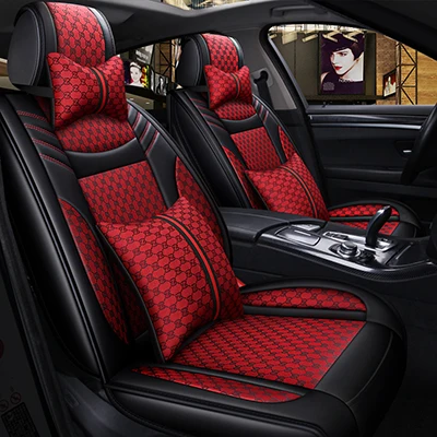 WLMWL универсальный кожаный чехол для автокресла Chrysler 300c 300 Grand Voyager, все модели, чехол для автокресла, защита lanos - Название цвета: Black red pillow