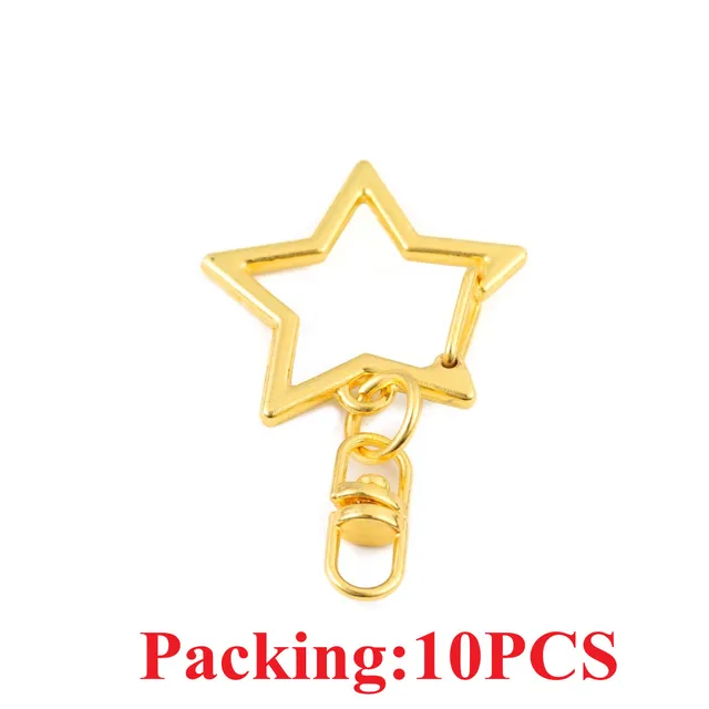 5-20pcs/lot Key Chain Key Ring keychain Bronze Rhodium Gold 28mm Long Round Split Keyrings Keychain Jewelry Making Wholesale DIY 10PCS Gold star