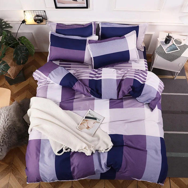 

Linen Quilt Two-Piece Set-Style Bed Sheet Three Piece Single Bed Bedding Plaid Men's Quilt Denim