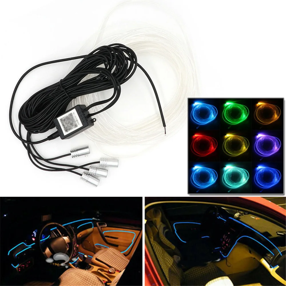 6 м Автомобильный интерьер RGB 5050 SMD светодиодный неоновый светильник EL полосы звук Bluetooth мобильный телефон приложение Управление комплект автомобильные аксессуары