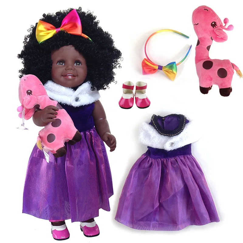 

18 inch American African baby girl doll 45 cm full vinyl black doll reborn for children gift play house toys