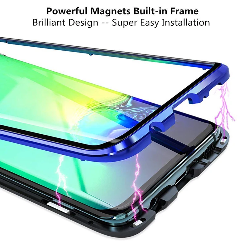 Двухсторонний Магнитный адсорбционный стеклянный чехол 360 градусов для Samsung Galaxy S8 S9 S10 Plus S10E 5G A8 чехол для телефона