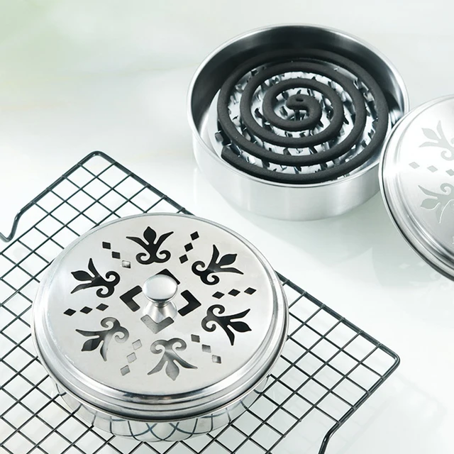 Rozsdamentes Acélból Készült Tűzálló Szúnyog-2-Es Füstölő Tekercset Tálca Háló Doboz - Image 5