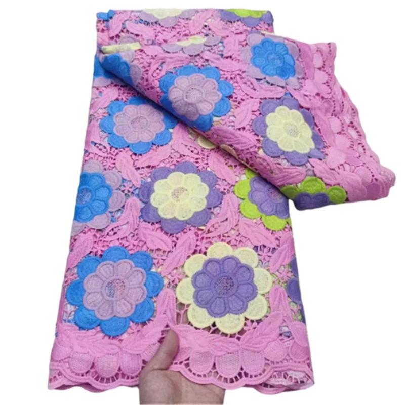 

Новая Водорастворимая африканская кружевная ткань из шнура 2021 Высококачественная вышивка для платья невесты Дубая швейцарская вуаль кружева нигерийский материал