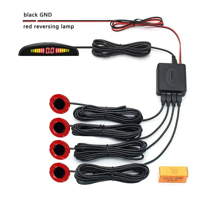 Car Parktronic LED/LCD/Buzz Parking Sensors with 4 Sensors Reverse Backup Display Parking-Radar Monitor Detector System 16.5mm