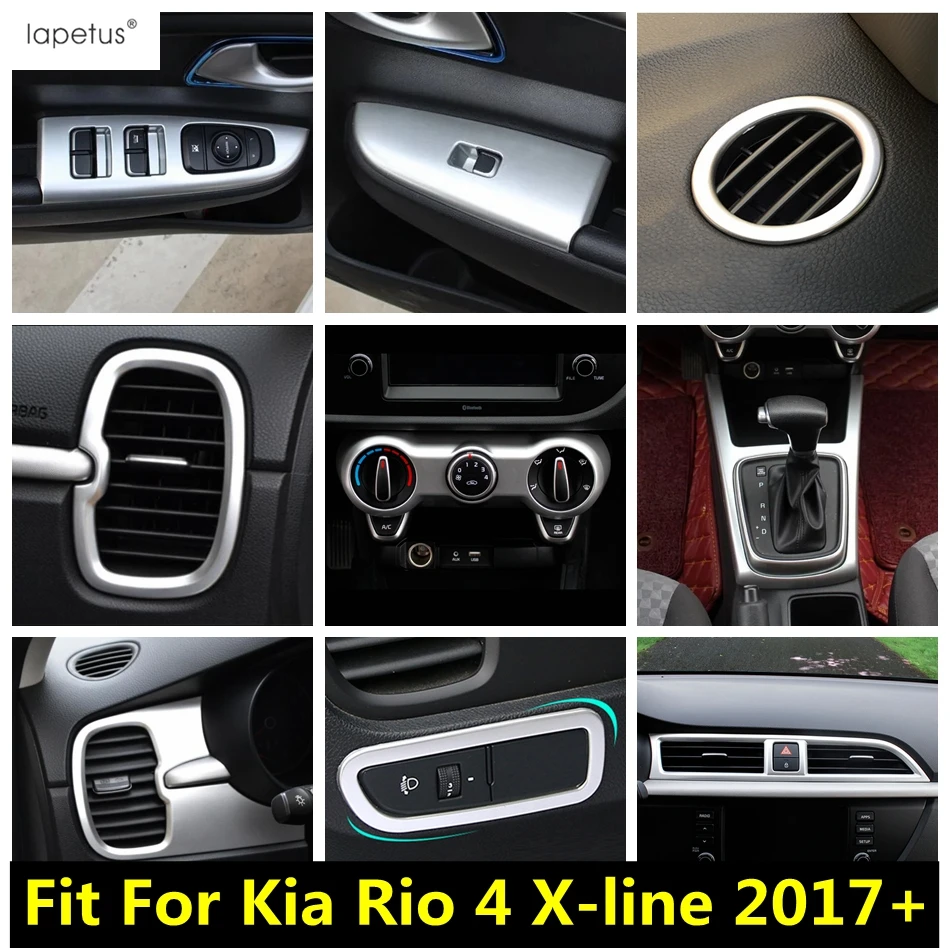 

Window Lift / Shift Gear Panel / Head Light / Dashboard Air Cover Trim For Kia Rio 4 X-line 2017 - 2020 ABS Interior Accessories