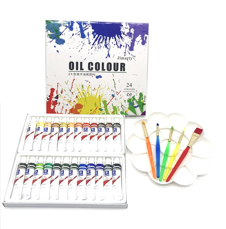 Ginflash Professional Oil Paints art for artists Canvas Pigment Art Supplies Drawing 12ML/tube 24Colors no paint brush&palette