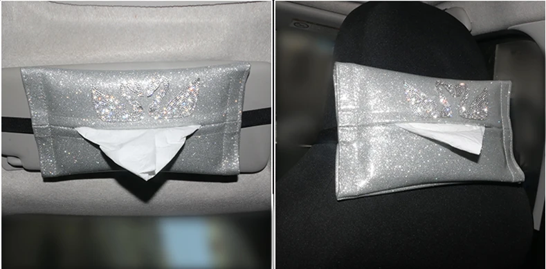 Bling PU кожаный автостайлинг коробка для салфеток Алмазная Хрустальная корона автоматическая коробка для салфеток