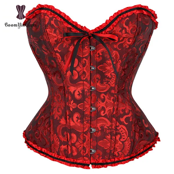 8 цветов на выбор, женское корректирующее белье, размер от XS до 6XL, винтажный плиссированный корсет, бюстье с стринги 810 - Цвет: Black Red