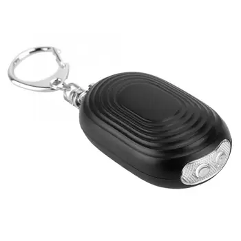 

2 In 1 Mini LED Flashlight Safety Personal Alarm for Women Portable Chain Black Personal Alarm
