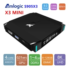 ТВ коробка Ax3mini Amlogic s905x3 WI-FI Media player 4-х ядерный 8K сетевой Декодер каналов кабельного телевидения Netflix Play Store x3 Мини Android 9 IP ТВ коробка