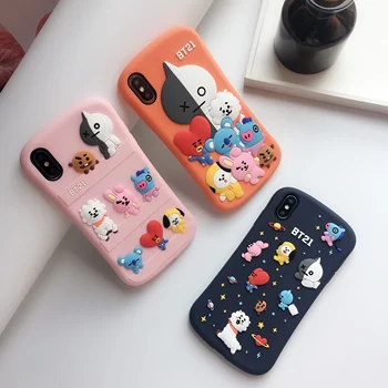 

Cute BT21 3D stereo Soft silicone phone case for iphone 11 Promax SE2020 X XR XS Max 6S 7 8 6 Plus cover