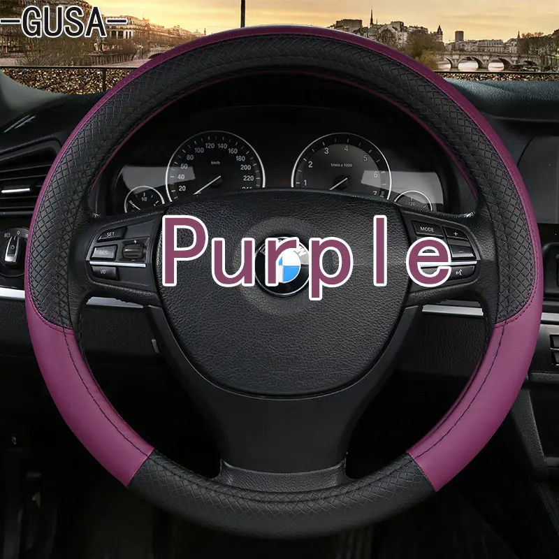 Чехол рулевого колеса автомобиля из натуральной кожи для Volkswagen VW Touareg 2011-/Специализированная оплетка руля - Название цвета: purple