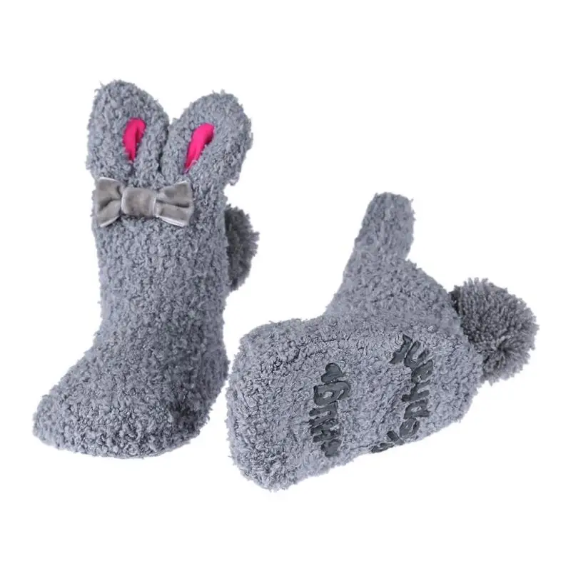 Coral Velvet Thicken Baby Socks Cute Three-Dimensional Rabbit Anti-Slip Newborn Kid Girls Christmas Soft Socken New Year Winter