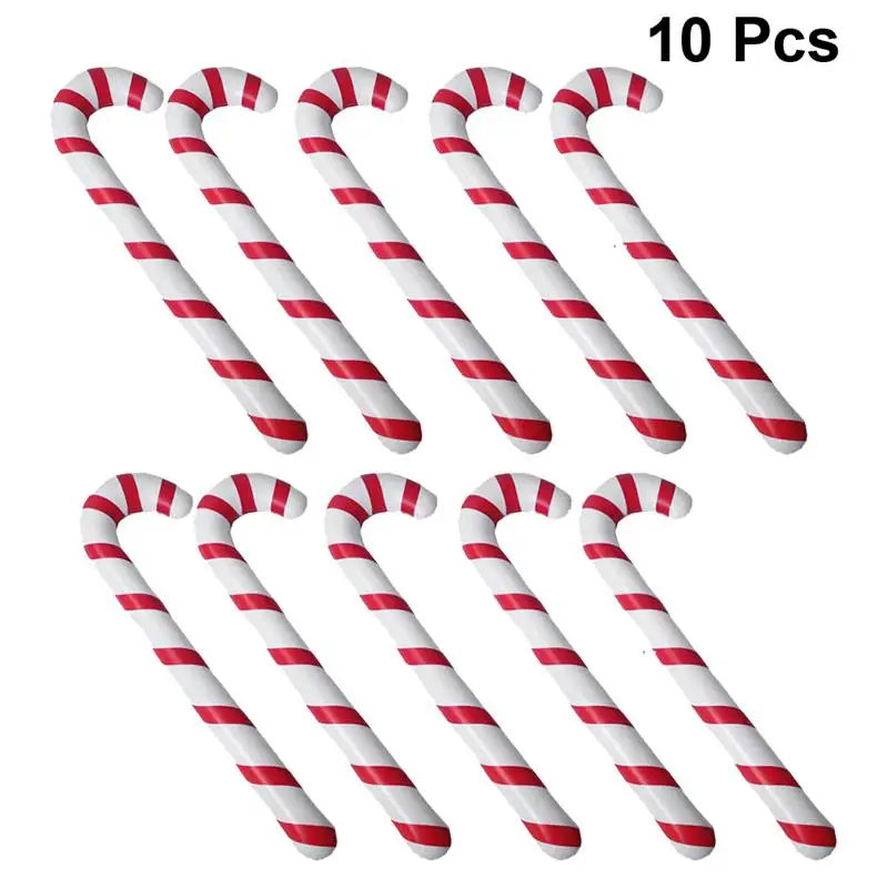 Рождественские надувные трости в полоску 87 см, вечерние рождественские принадлежности, рождественские костыли для фестиваля, надувные игрушки - Цвет: 10pc RedWhite Stripe