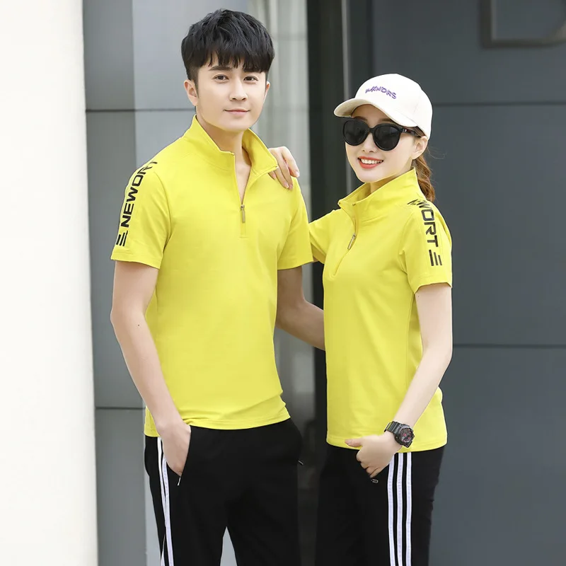 

New Style Summer Cotton Couples Sports Set Casual Trousers Two-Piece Set Sportswear WOMEN'S Short Sleeved Set Men's