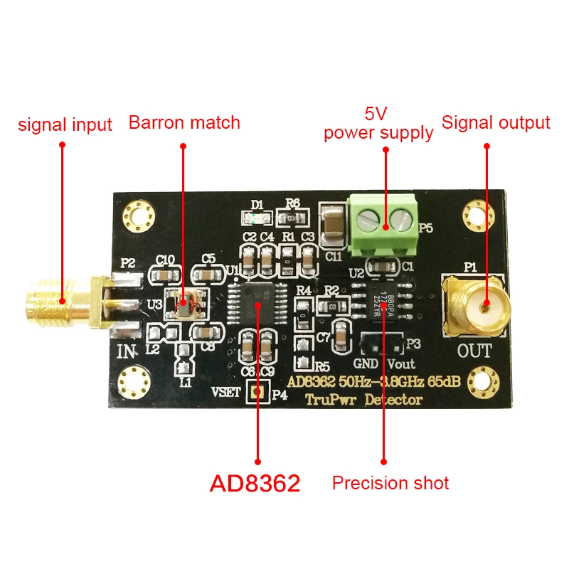 HFES Ad8362 модуль до 3,8 ГГц радиочастотный Радиочастотный детектор мощности среднеквадратический детектор линейный дБ выходной функция демонстрационная плата