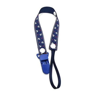 Navy blue Горячая Детские мультфильм печать соски цепи новорожденных Поставки кормления анти-потеря соски зажимы для пустышки держатель для сосок для детей - Цвет: Navy blue