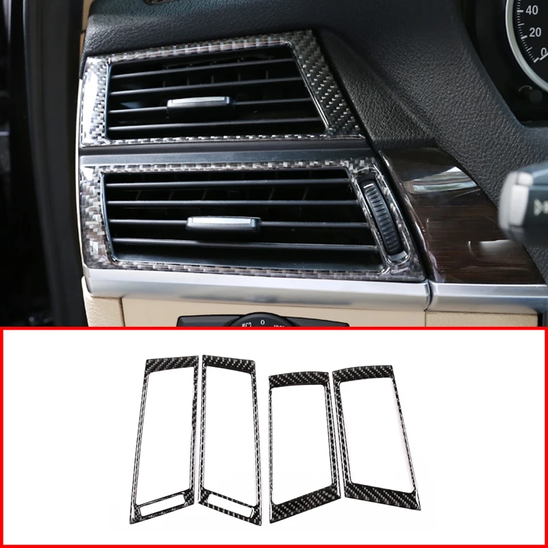

4 Pcs Soft Carbon Fiber For BMW X5 E70 X6 E71 2008-2013 Car Side Air Conditioning Vent Frame Stickers