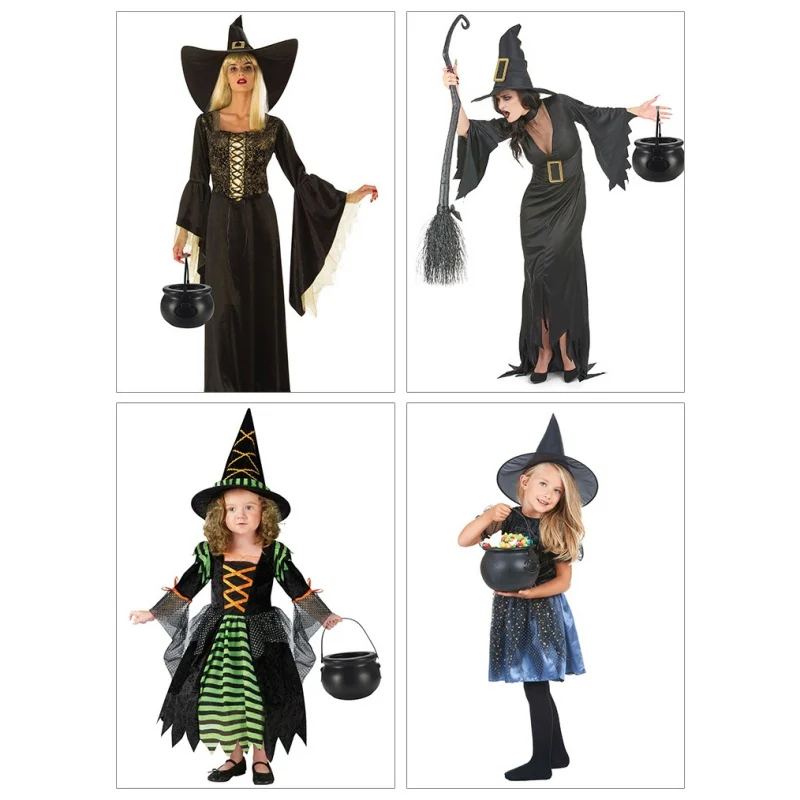 

Cauldron With Handle For Halloween Parties Candy Holder Black Plastic Bucket Kettle St Patrick Day Party Favors Decoration