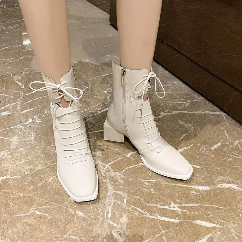 Size 35-40 2020 New Elegant Womens Boots Autumn Brand Design Solid PU Shoes for Woman Sexy Ladies High Heels Career Dress Pumps