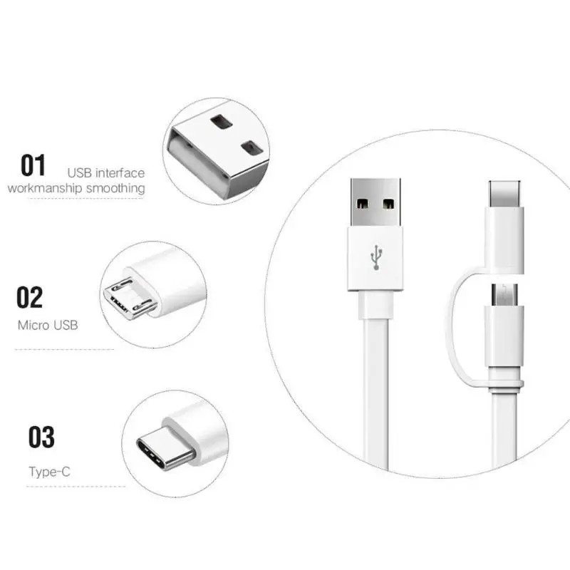 HUAWEI HONOR AP55S кабель для зарядки Портативный 2 в 1 usb кабель для зарядки type-C Micro USB 2A шнур для зарядного устройства провод для передачи данных для мобильного телефона