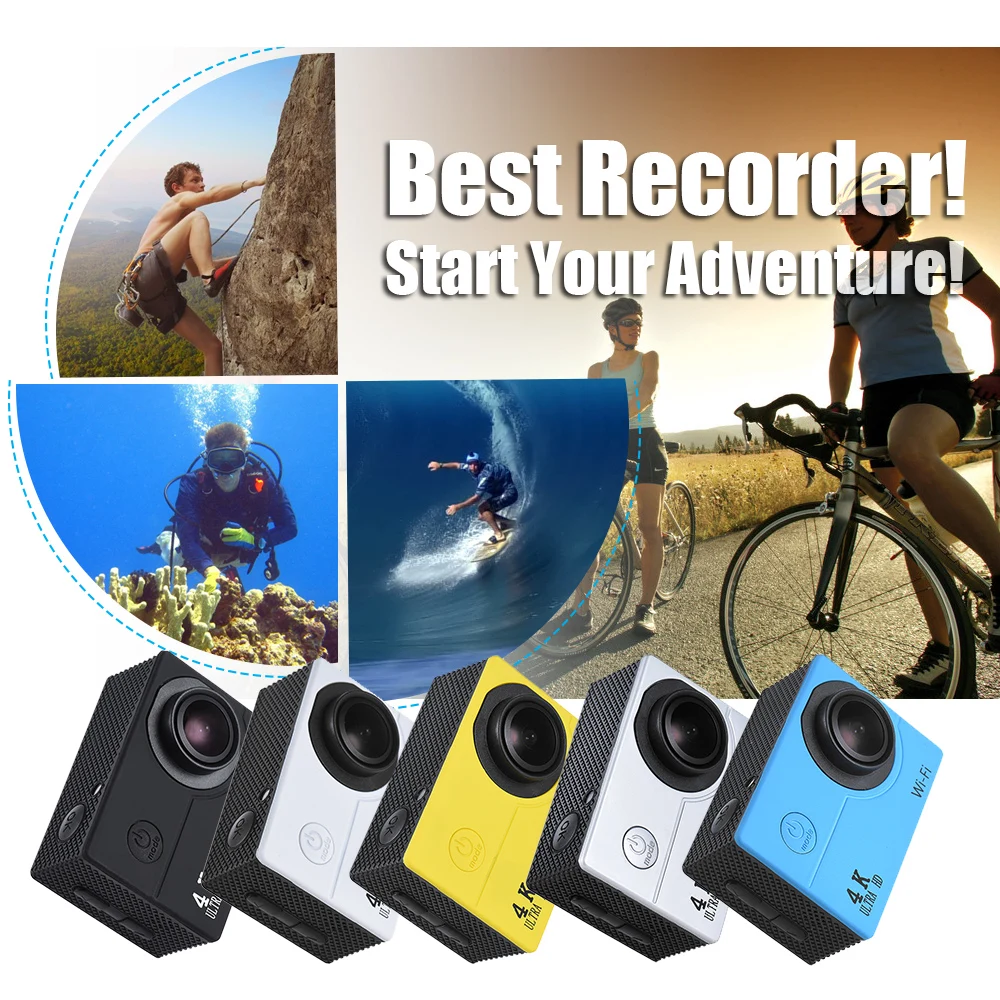 

4K 30fps 16MP WiFi Action Sports Camera 1080P 60fps Full HD 4X Digital Zoom Diving 40m 170 Wide Angle Lens Sports Action Camera