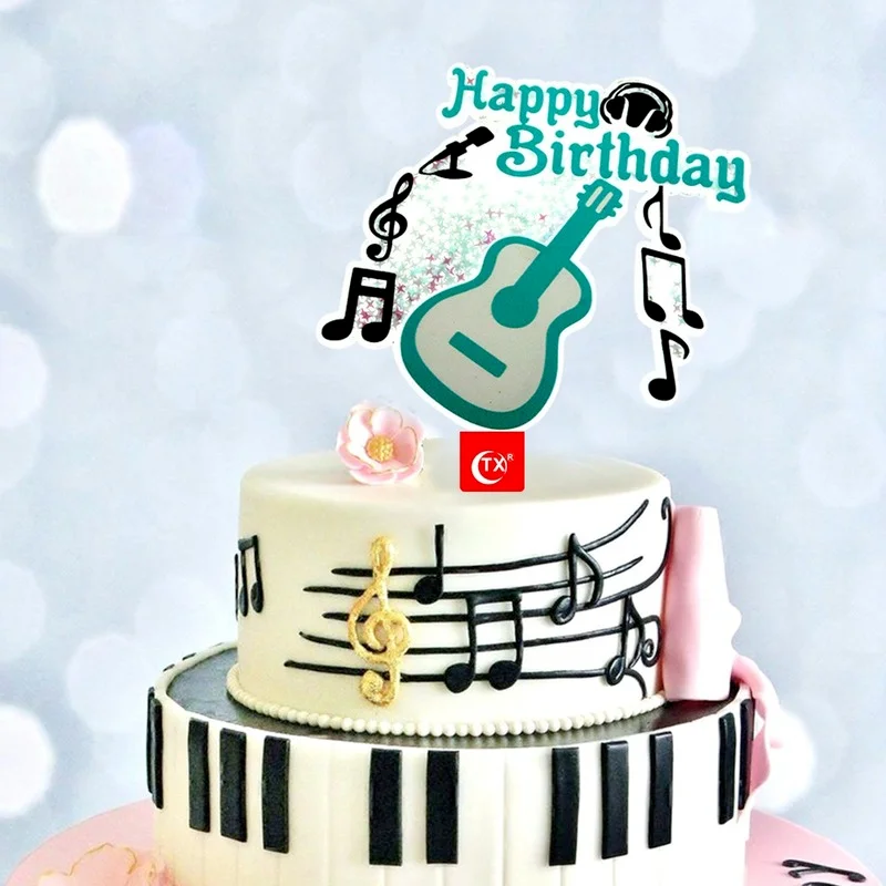 Decoration De Gateau Theme Notes De Musique 1 Ensemble Instruments De Musique Guitare Cupcake Joyeux Anniversaire Decoration Pour Mariage Fete D Anniversaire Aliexpress