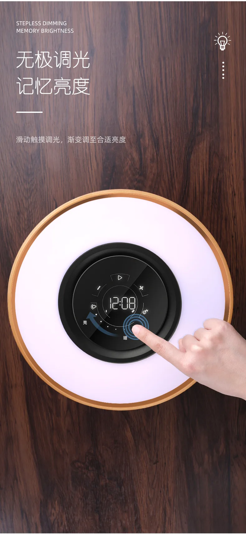 Lâmpada de Cabeceira Mesa com Carregamento Rápido sem Fio qi para Sala Stepless Escurecimento Redonda Música Inteligente Bluetooth Candeeiro Estar 2022 5 música inteligente bluetooth candeeiro mesa com carregamento
