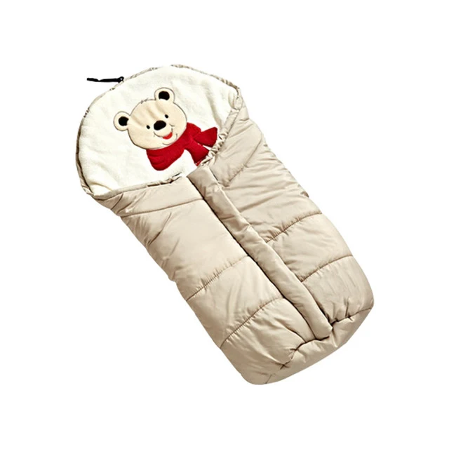 Зимний хлопковый спальный мешок для малышей, мягкий теплый конверт для новорожденных, Детские спальные мешки, утолщенная детская коляска, детский спальный мешок с муфтой для ног - Цвет: 82cm beige