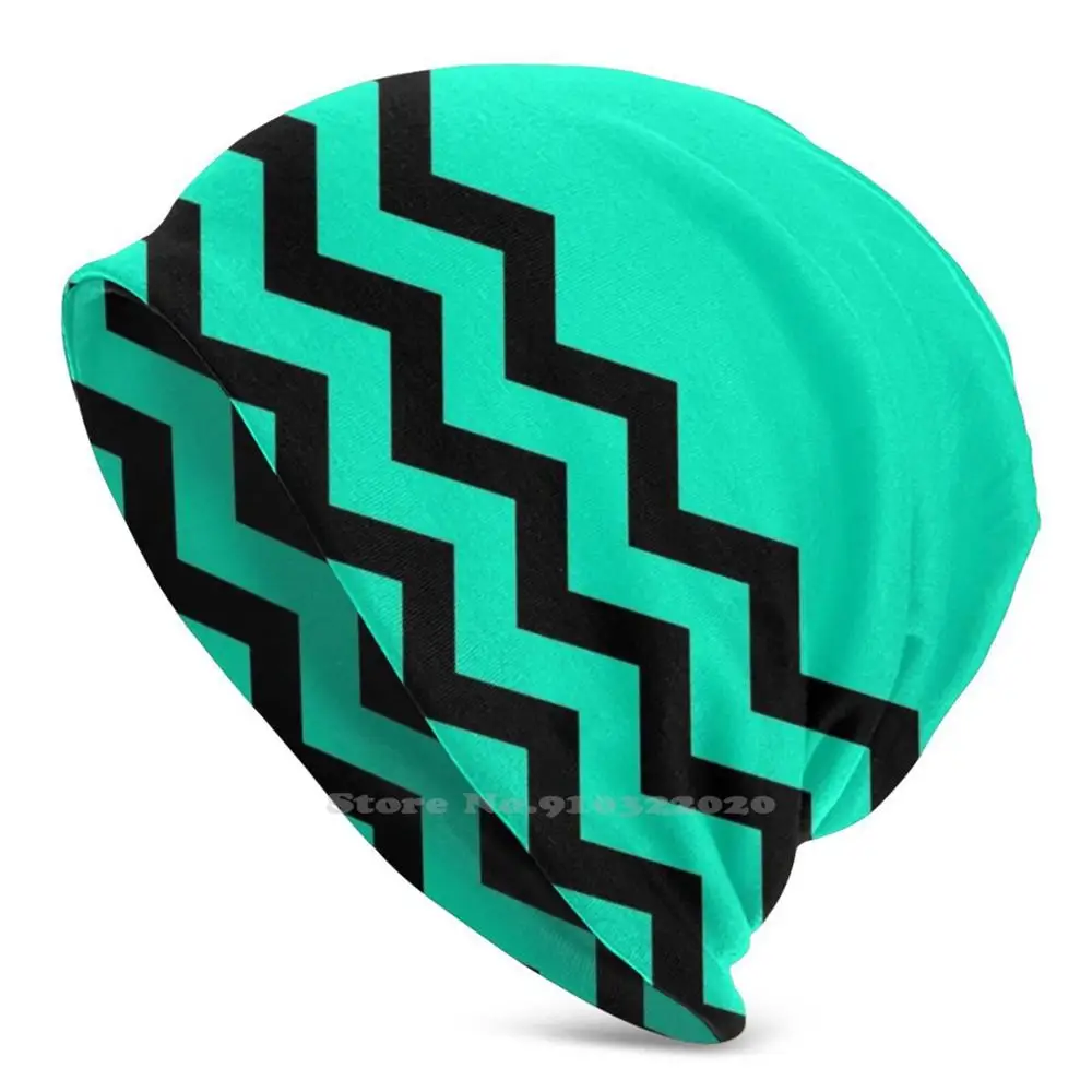 Black And Aqua Zig Zag Half Tone Pattern By Ozcushionstoo Berretto Lavorato A Maglia Berretto Sportivo Nero E Aqua Aqua