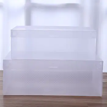 

10 Pieces of Household Transparent Shoe Box Can Be Stacked Folding Storage Ornament Bins,Men's shoes,Save a space