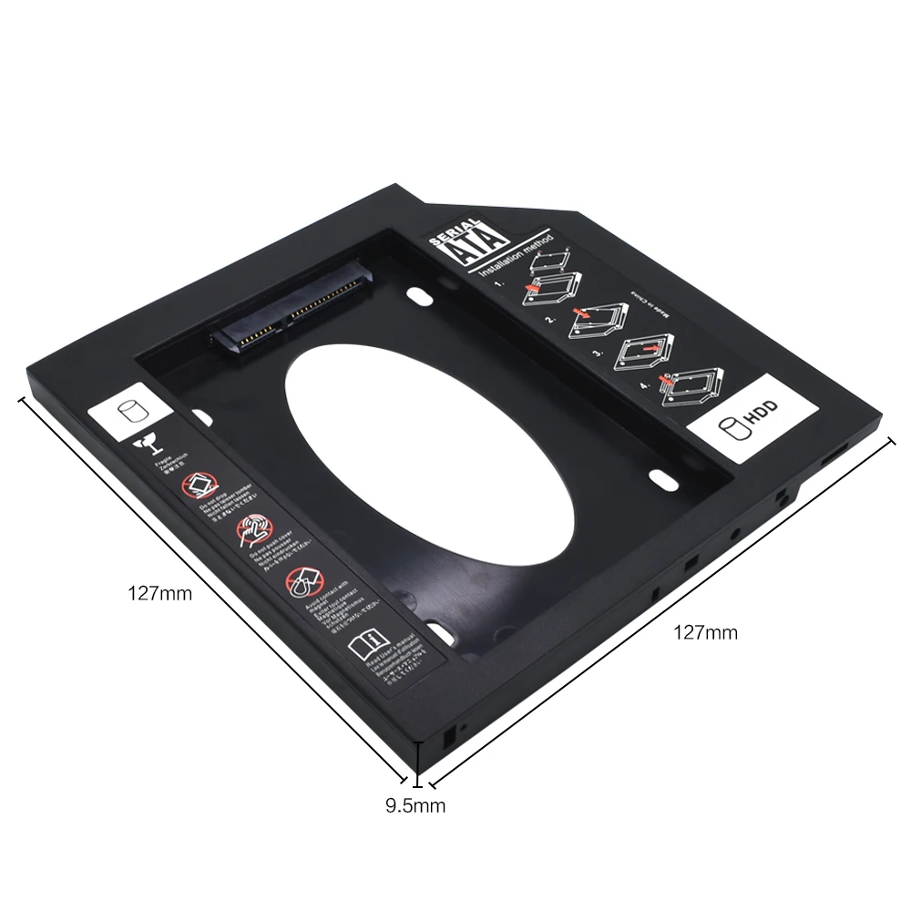 Universal Plastic HDD Caddy 9.5mm 12.7mm Optibay SATA 3.0 Hard Disk Case Enclosure 2.5 SSD For Laptop
