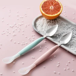 Utensílios de mesa para bebês, conjunto de colher de purê de apple, raspador de comida complementar, ferramenta de purê de frutas de duas cabeças