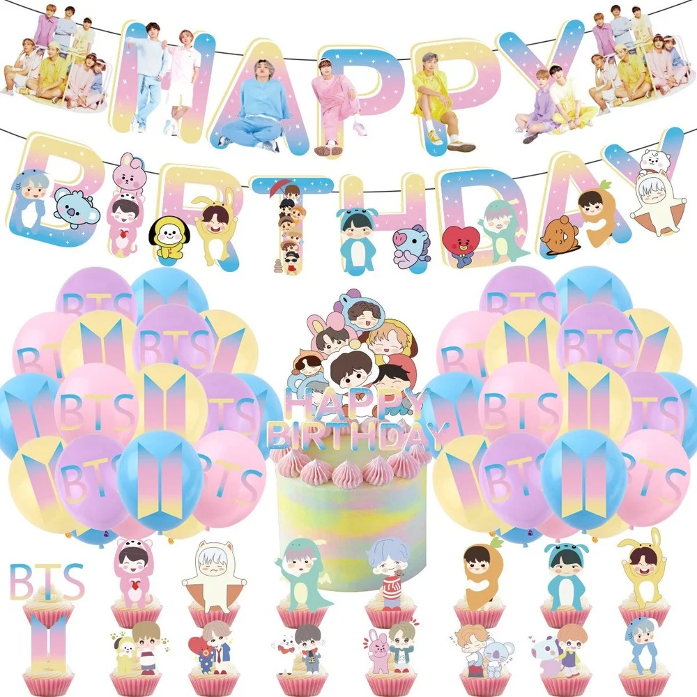 Bangtan Boys фотографические воздушные шары с надписью &quotHappy Birthday&quot баннер со