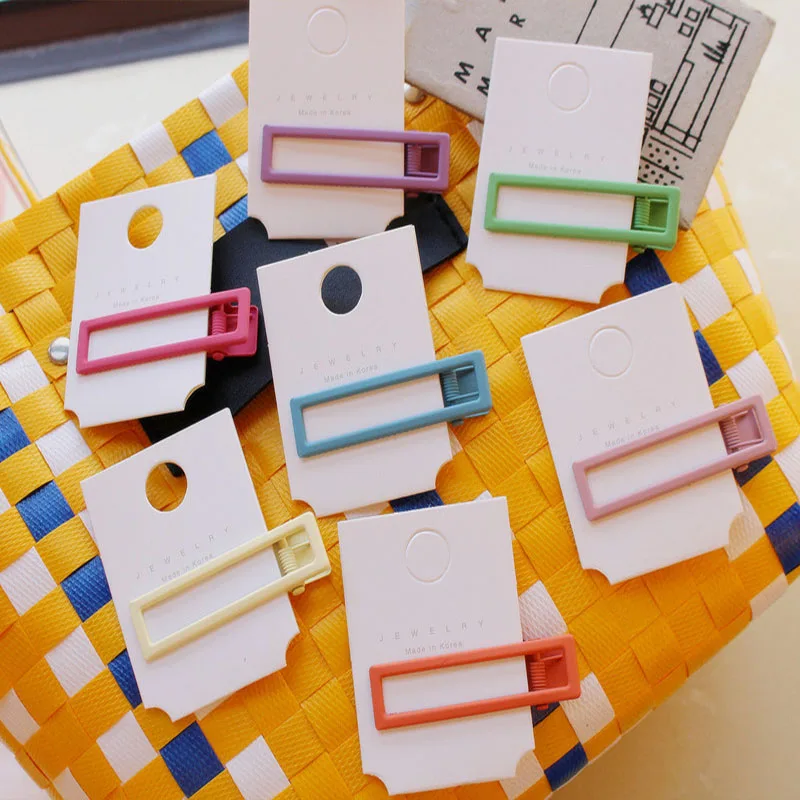 

Sweet Fashion Candy Color Hair Clips for Women Colorful Geometric Hollow Rectangle Hairpins Hair Accessories Dropshipping