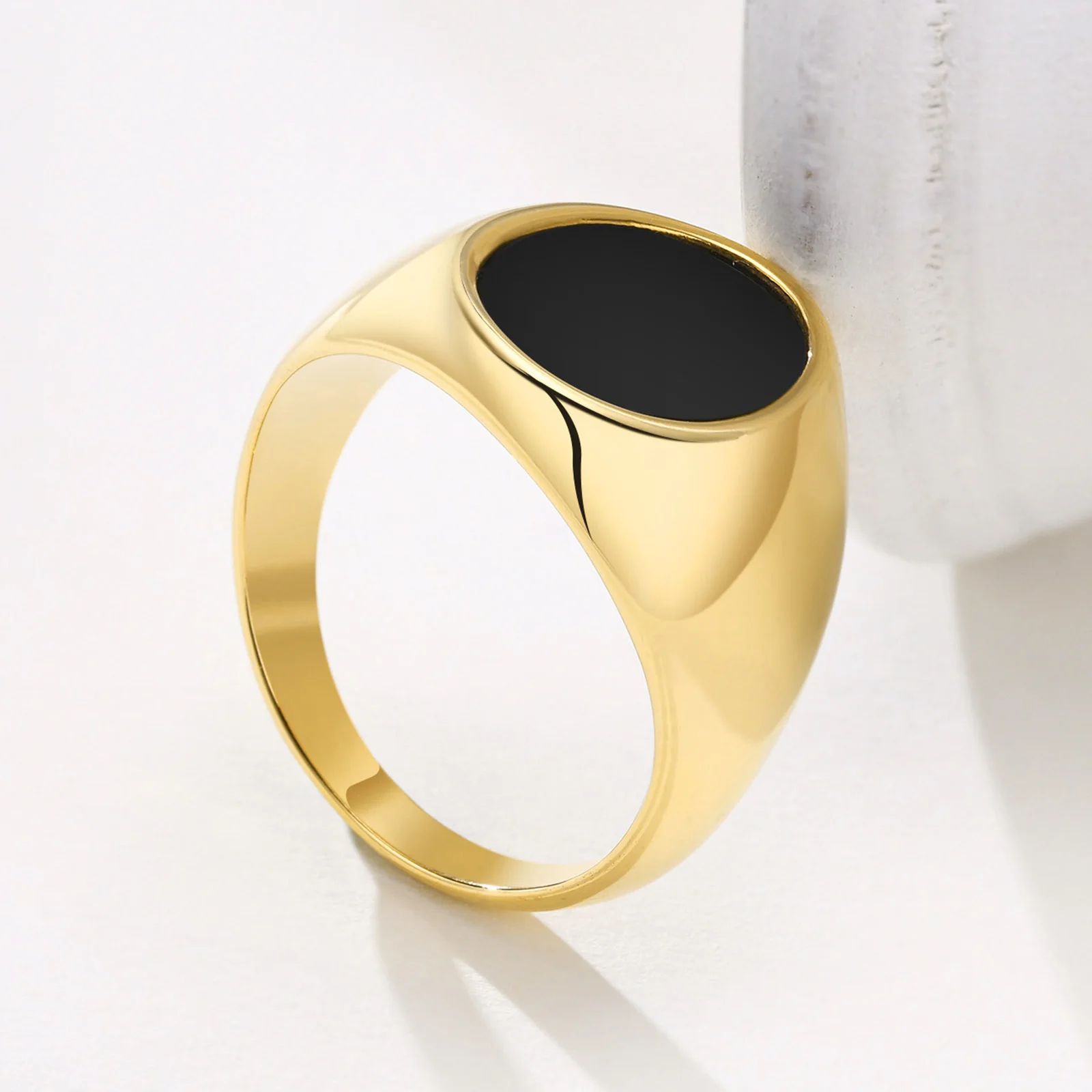 Signet Ring Signet Ring In Stainless Steel Gold Plating For Men Jewelry Fashion Round Rings Gift To Teens