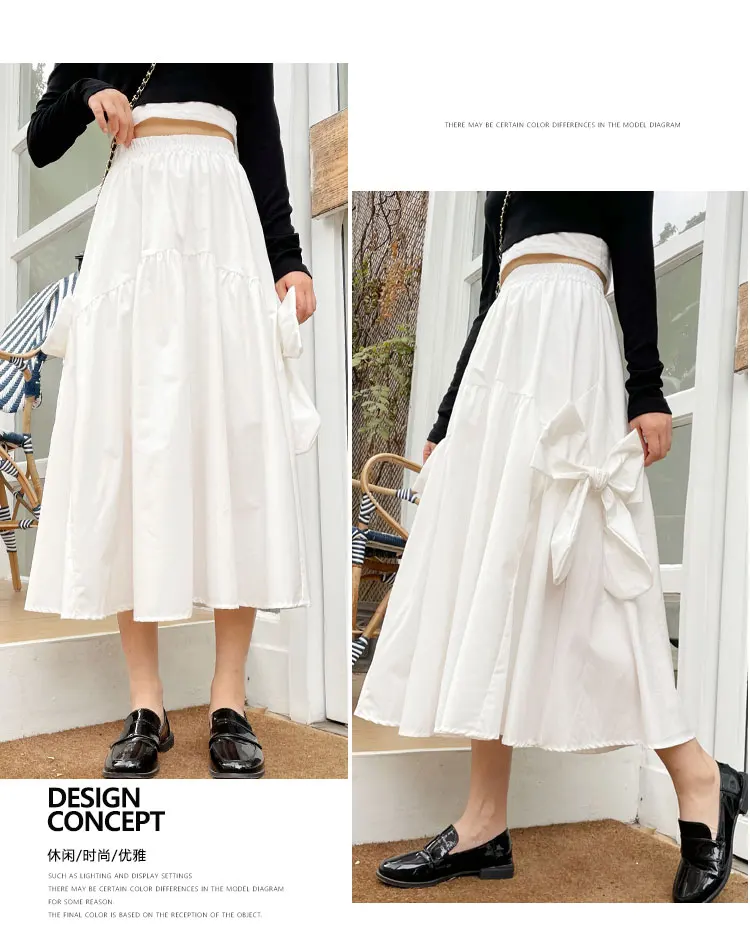 plaid skirt Women Skirt Korean Fashion Bowknot Pompous Female Kawaii New Midi Skirt 2021 Spring Autumn satin skirt