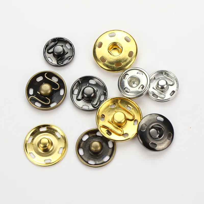 8/10/12/15/17/19/21/25mm 100Pcs Metal Snap Fasteners Press Button Garment Sewing Accessories Invisible Stud Embedded Buckle