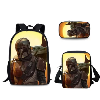 

The Mandalorian Baby Yoda Bag Backpack Anime Star Wars Boba Fett Cosplay School Student Handbag Lolita Pencil Case Set Laptop